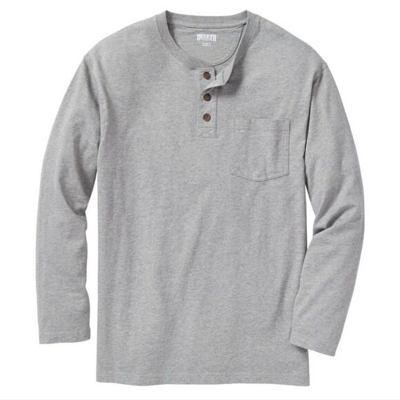Duluth Trading Men's Gray Burly Thermal Standard Fit Henley - Picture 1 of 13